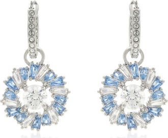 Swarovski Idyllia E Pierced Earrings Mini Hoop Rhodium Shiny Blue