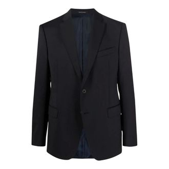 Emporio Armani Getailleerde Single-Breasted Blazer - Heren - Jassen - Zwart - Maat: 2XL Leer