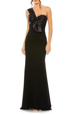 Mac Duggal One Shoulder Draped Trumpet Gown in Black at Nordstrom, Size 10