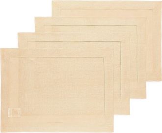 Solino Home Linen Placemats Set of 4, 14 x 19 Inch for Dining Table, Holiday and Everyday Table Decor - Classic Hemstitch in Beige at Nordstrom, Size