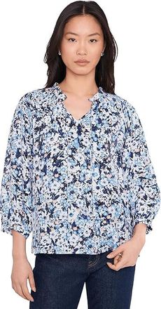 Vince Camuto Raglan Peasant Split Neck Blouse Womens Clothing Blue Shadow : SM, Nylon/Polyester/Spandex