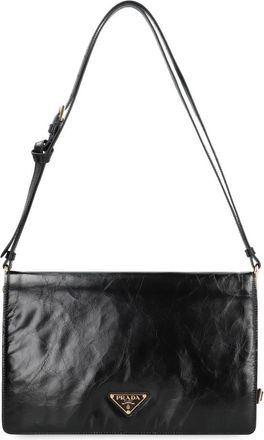 Prada Medium Leren Schoudertas - Dames - Schoudertassen - Zwart - ONE Size - Leer - Tassen