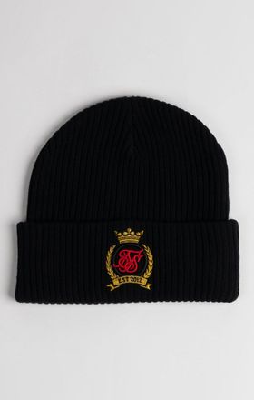 Siksilk Gorro Beanie Crest Negro para Hombres One Size