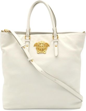 Versace White Leather Shoulder Bag Tote Bag (Pre-Owned)