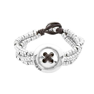 UNOde50 Four-Strip Silver Bead Bracelet