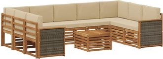 vidaXL Conjunto De Sof&aacute;s De Exterior 10 Uds. Natural Vidaxl