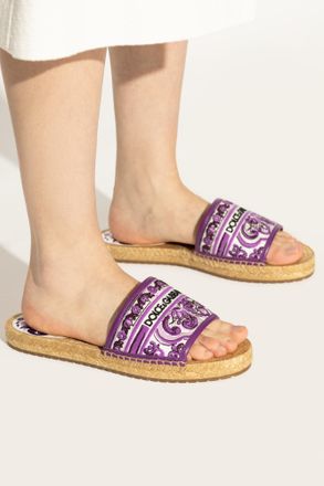 Dolce & Gabbana Slides With Majolica Pattern, Womens, Purple