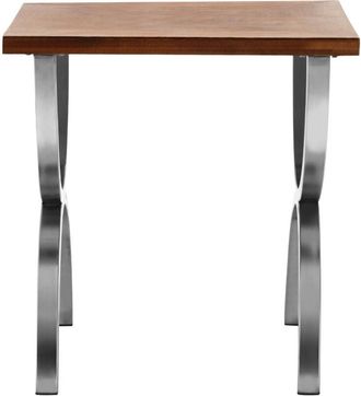 Premier Housewares Interiors by Premier Rustic Wood Top Side Table, Modern Rectangular Side Table, Wood and Metal End Table, Wooden Side Table