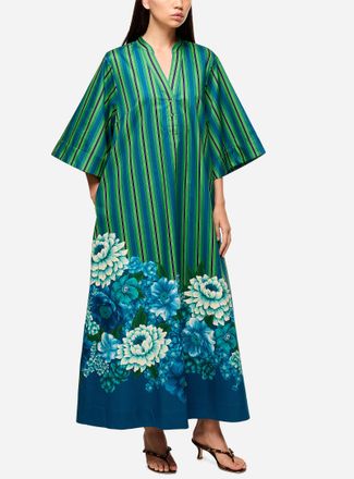 Alemais Womens Margo stripes and flowers maxi tunic dress
