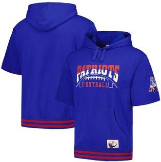 Mitchell & Ness Mens Mitchell & Ness Royal New England Patriots Pre-Game Short Sleeve Pullover Hoodie at Nordstrom, Size Medium