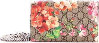 Gucci Brown Blooms Print Gg Coated Canvas Chain Wallet (Authentic Pre-Loved)