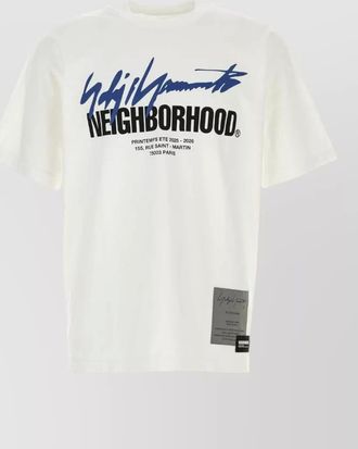 Yohji Yamamoto cotton neighborhood graphic crew neck t shirt