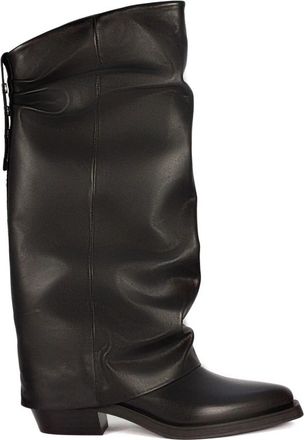 Ash Zwarte leren Liam laarzen met band - Dames - Cowboylaarzen - Zwart - 38 EU - Leer - Schoenen
