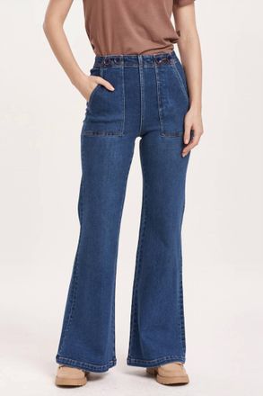 Dear John Denim Fiona Super High Rise Wide Leg Jeans In Blue