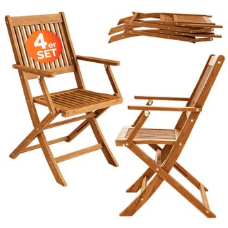 Deuba Sedie Da Giardino Set Di 4 Sydney Pieghevoli In Legno Di Acacia Con Braccioli Certificazione Fsc Patio Sedie Da Pranzo Terrazza Balcone