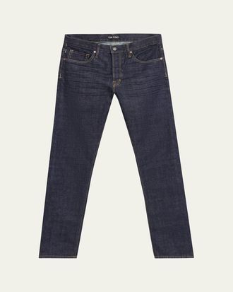 Tom Ford Mens Washed Black Denim Slim Fit Jeans