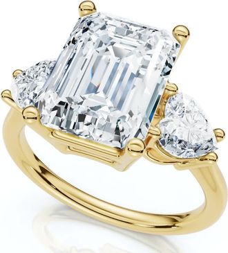 Pompeii3 Certified 2.50 - 5.50Ct Emerald & Heart Shape Diamond Engagement Ring 14k Gold Lab Grown