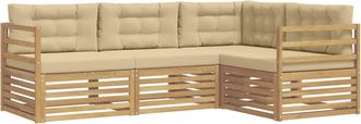 vidaXL Conjunto De Sof&aacute;s De Exterior 4 Uds. Y Beige Poli&eacute;ster Vidaxl