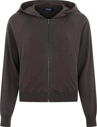 Max Mara Hooded Sweatshirt with Zipper - Dames - Vesten met rits - Grijs - S - Katoen - Hoodies & sweatvesten