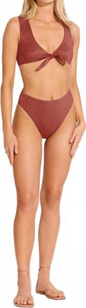 Vitamin A Barcelona High Waist Bikini Bottom In Pink Metallic