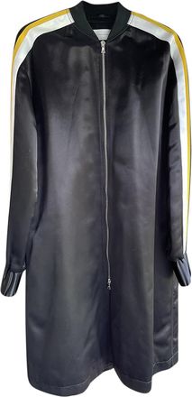 Victoria Beckham Victoria Victoria Beckham Black Satin Longline Bomber Jacket Size S