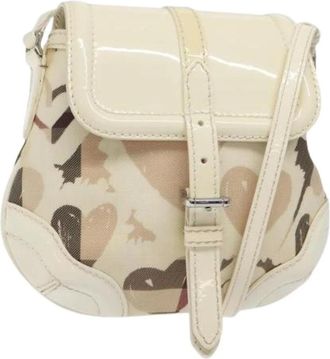 Burberry Pre-owned Cross Body Bags, female, Beige, Size: ONE SIZE Pre-owned Vintage Canvas Shoulder Bag