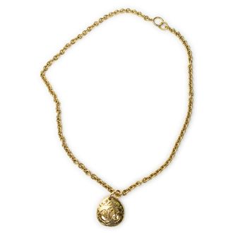 Chanel CC Oval Pendant Chain Necklace Ketting