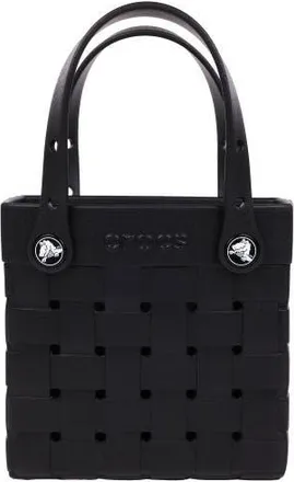Crocs Small Woven Style Crocssbody Tote with Top Handles and removeable Crocssbody strap in Black at Nordstrom