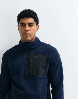 Regatta Frankie pile borg con mezza zip leggero in navy e nero-blu navy