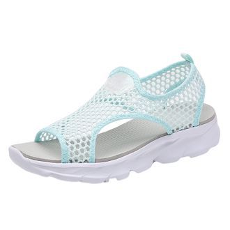 Generic Sandals for Women Summer Mesh Beach Sport Casual Open Toe Flat Soft Bottom Breathable Shoes Ladies Sandals Sandal Heels for Women (Green, 5)