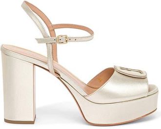 Santoni Laminated Leather High-Heel Sandal in Gold at Nordstrom, Size 10.5