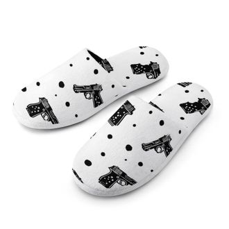 Generic Guns Bullet Holes Mens House Slippers Slip Indoor Slipper On Shoes Warm Outdoor