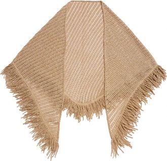 Simona Corsellini Scialle Crochet con Frange in Lurex - Dames - Sjaals - Beige - ONE Size - Accessoires