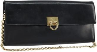 Ferragamo Pre-owned Clutches, female, Black, Size: ONE SIZE Pre-owned Leather Shoulder Bag