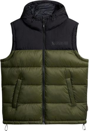 Napapijri Jassen, Heren, Groen, XL, Groene Mouwloze Hoodie Jas