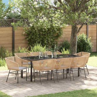 vidaXL Conjunto De Comedor De Jard&iacute;n Con Coj&iacute;n 9 Pcs Marr&oacute;n Vidaxl
