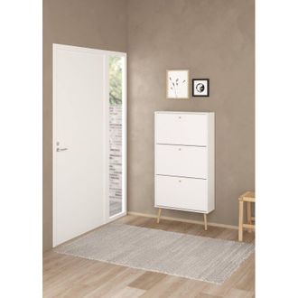 Dmora Zapatero Lillian, Zapatero, Armario De Entrada Multiusos, Zapatero, 70x24 H139 Cm, Blanco - Dmora