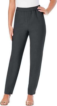 Roaman's Plus Size Classic Bend Over Structured Straight Leg Pull-On Pant in Dark Charcoal at Nordstrom, Size 42Short