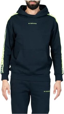 My Brand Blauwe Contrasterende Tape Hoodie - Heren - Hoodies - Blauw - S - Hoodies & sweatvesten