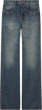Gucci Katoenen Spijkerbroek met Horsebit Detail - Heren - Regular Fit Jeans - Blauw - W33 - Katoen - Jeans