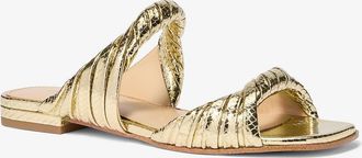 Michael Kors Kiana Metallic Snake Embossed Leather Sandal