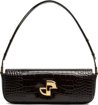 Patou Le Lock crocodile-pattern shoulder bag - Brown