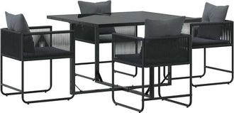 vidaXL Vidaxl - Conjunto De Comedor De Jard&iacute;n 5 Pcs Negro Acero