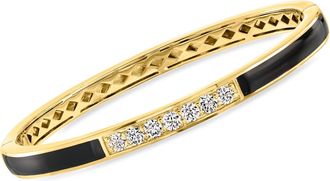 Ross-Simons Lab-Grown Diamond Bangle Bracelet With Black Enamel in 18kt Gold Over Sterling