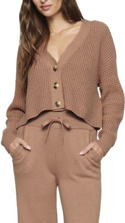 Eberjey Waffle Knit Crop Cardigan in Hazelnut at Nordstrom, Size X-Large