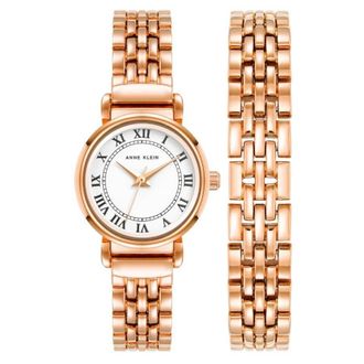 Anne Klein Quartz White Dial Ladies Watch and Bracelet Set AK-4144RGST