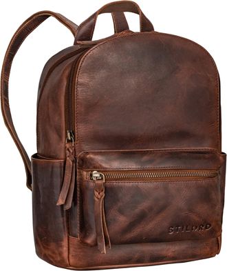 STILORD Karolina Leather Backpack Ladies Sporty with Tablet Compartment 10.1 Inch Backpack Leisure Backpack Handbag Vintage Daypack for City Shopping Leather 