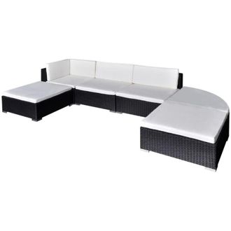 vidaXL Vidaxl - Set Divani da Giardino 6 pz con Cuscini in Polyrattan Nero