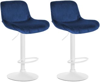 Clp Lote De 2 Taburetes De Bar Solon Blanco Azul Terciopelo