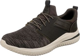 Skechers Mens DELSON 3.0 CICADA Sneaker, Olive Knitted Mesh We/Synthetic, 11 UK